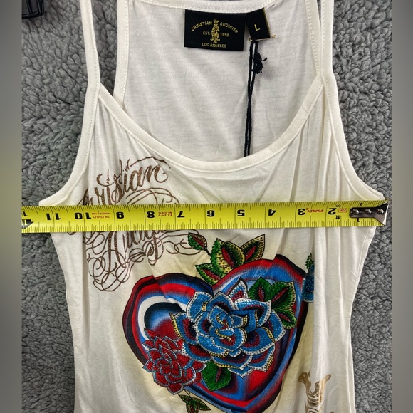 Christian Audigier Vintage Studded White/Gold Tank Size L NWT - Picture 7 of 8